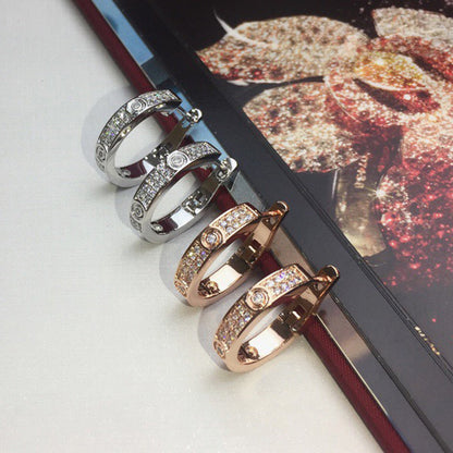 [Eterna Jewels]LOVE 5.5MM DIAMOND PAVED EARRINGS