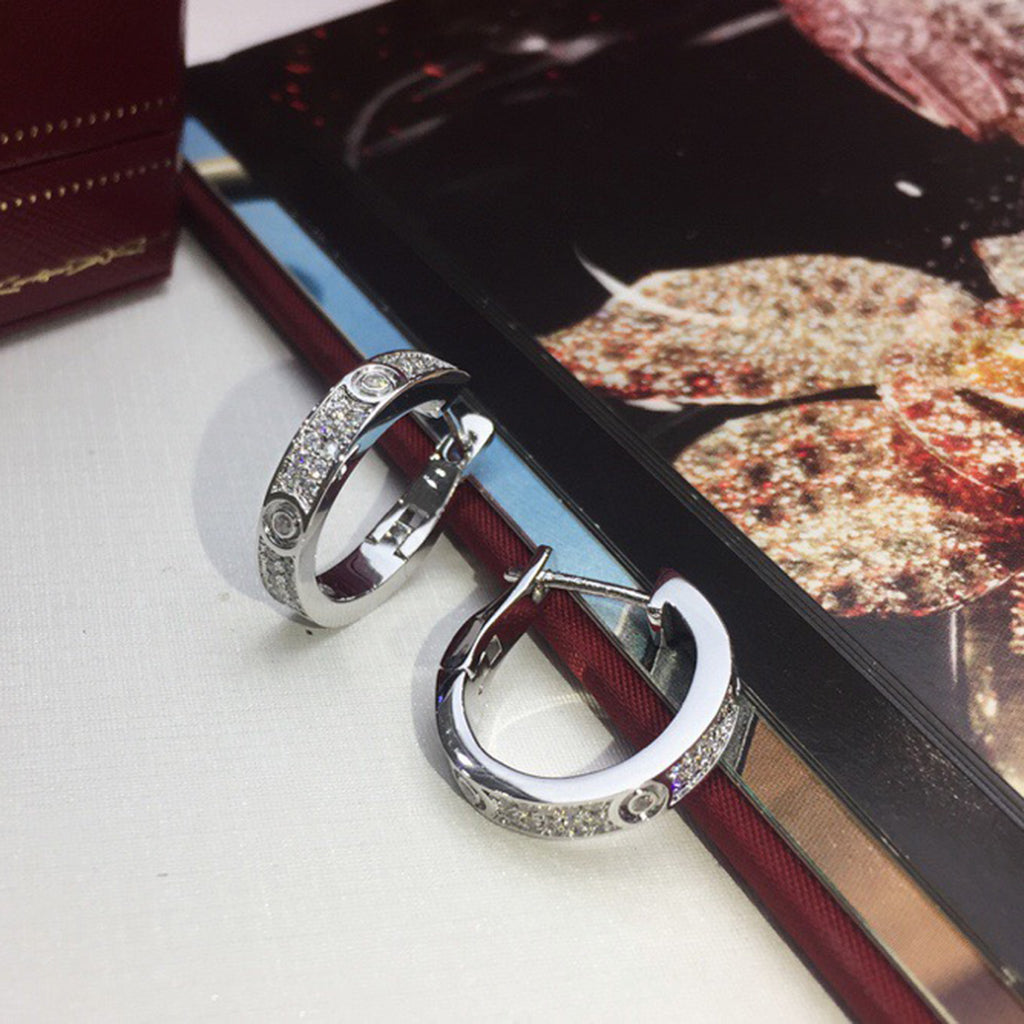 [Eterna Jewels]LOVE 5.5MM DIAMOND PAVED EARRINGS