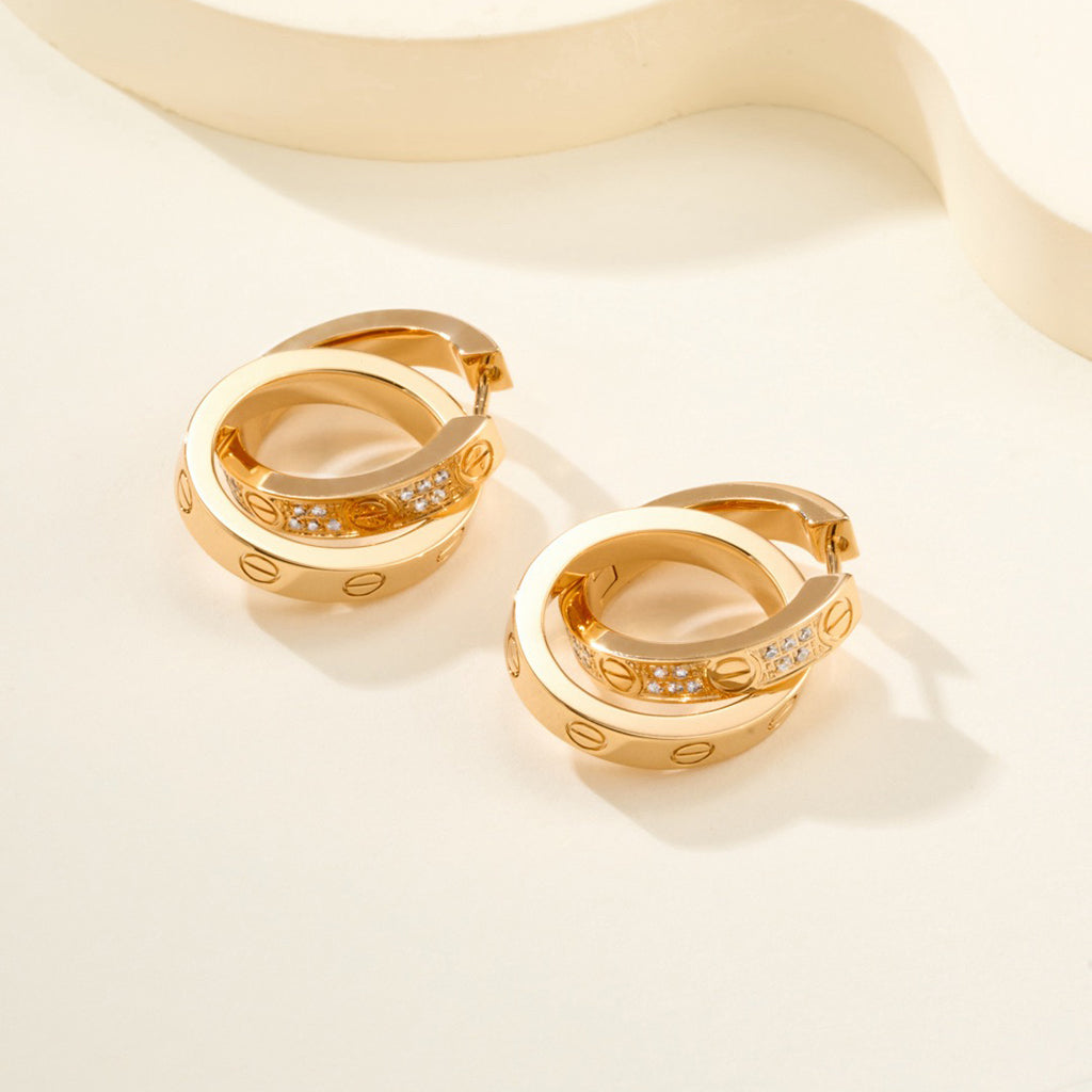 [Eterna Jewels]LOVE 3.3MM DANGLE HALF DIAMOND EARRINGS