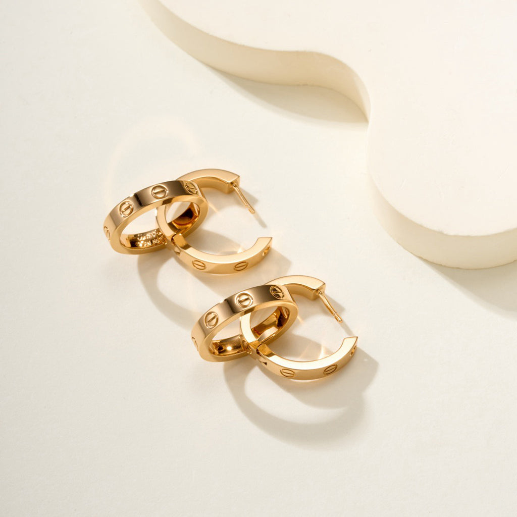 [Eterna Jewels]LOVE 3.3MM DANGLE HALF DIAMOND EARRINGS