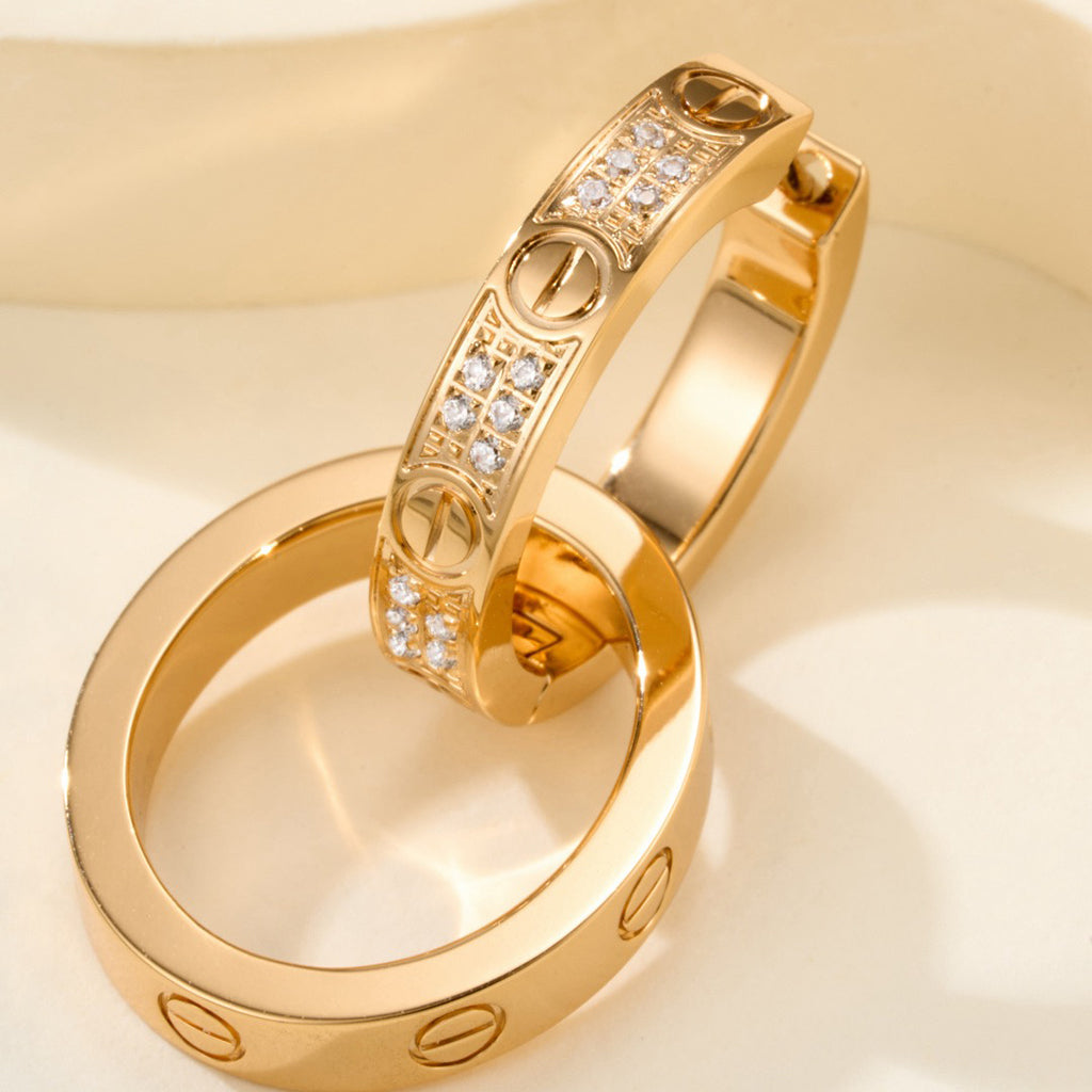 [Eterna Jewels]LOVE 3.3MM DANGLE HALF DIAMOND EARRINGS