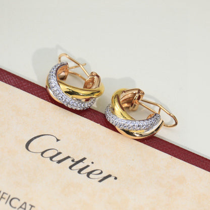 [Eterna Jewels]TRINITY HALF DIAMOND  CLASSIC EARRINGS