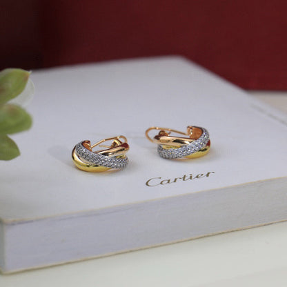 [Eterna Jewels]TRINITY HALF DIAMOND  CLASSIC EARRINGS