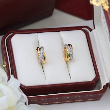 [Eterna Jewels]TRINITY HALF DIAMOND  CLASSIC EARRINGS