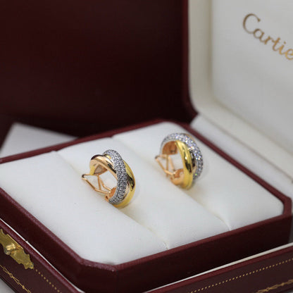 [Eterna Jewels]TRINITY HALF DIAMOND  CLASSIC EARRINGS