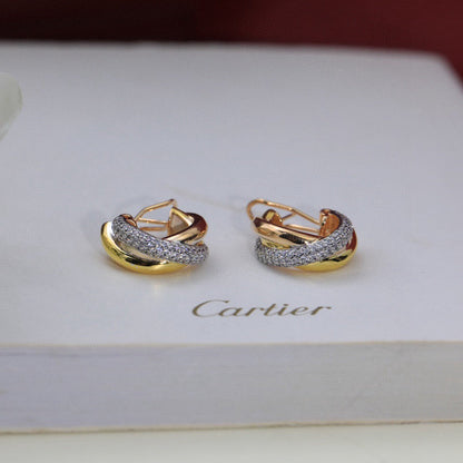 [Eterna Jewels]TRINITY HALF DIAMOND  CLASSIC EARRINGS
