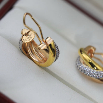 [Eterna Jewels]TRINITY HALF DIAMOND  CLASSIC EARRINGS