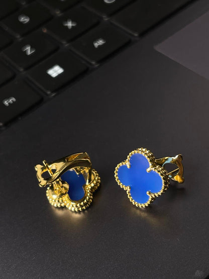 [Eterna Jewels] KLEEBLLATT GROSS (20mm) 1 MOTIVE BLAUE PERLMUTT OHRSTECKER