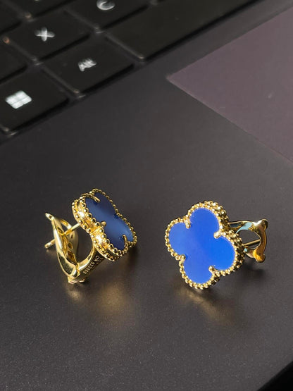 [Eterna Jewels] KLEEBLLATT GROSS (20mm) 1 MOTIVE BLAUE PERLMUTT OHRSTECKER