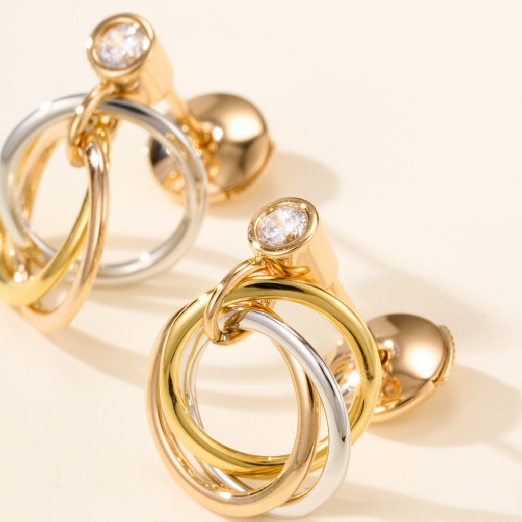 [Eterna Jewels]TRINITY ON DIAMOND  EARRINGS