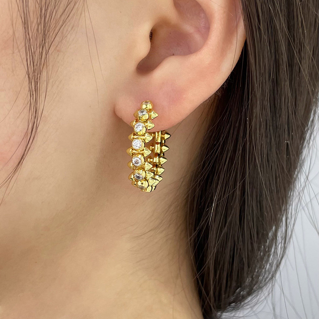 [Eterna Jewels]CLASH FULL DIAMOND MEDIUM EARRINGS