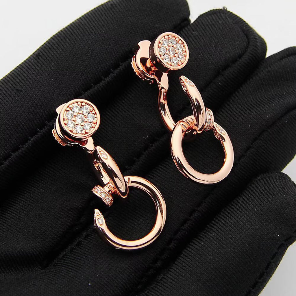 [Eterna Jewels]JUSTE HALF DIAMOND DOUBLE EARRINGS
