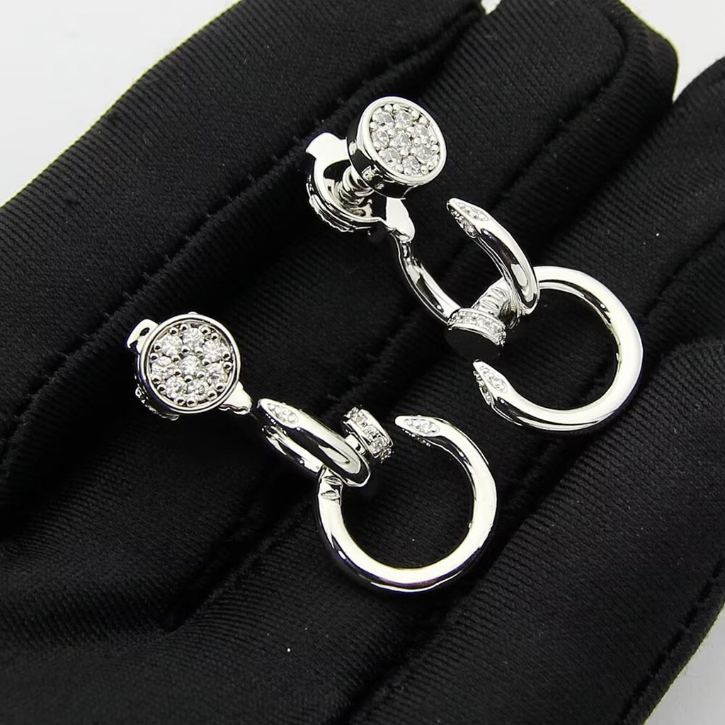 [Eterna Jewels]JUSTE HALF DIAMOND DOUBLE EARRINGS