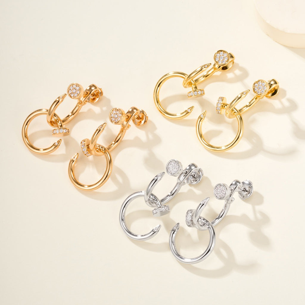 [Eterna Jewels]JUSTE HALF DIAMOND DOUBLE EARRINGS