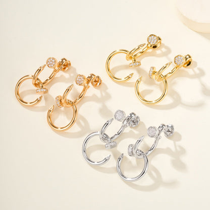 [Eterna Jewels]JUSTE HALF DIAMOND DOUBLE EARRINGS