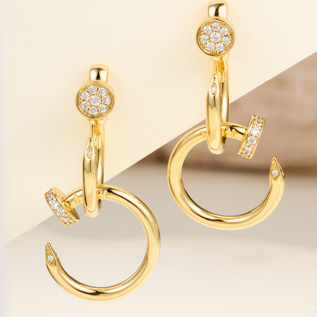 [Eterna Jewels]JUSTE HALF DIAMOND DOUBLE EARRINGS