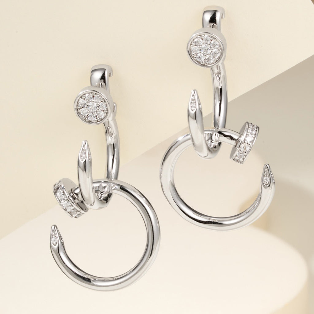 [Eterna Jewels]JUSTE HALF DIAMOND DOUBLE EARRINGS