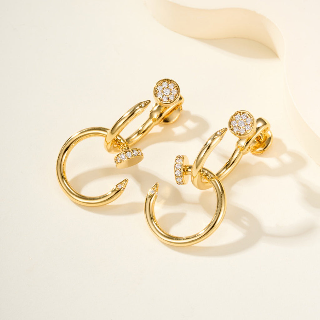 [Eterna Jewels]JUSTE HALF DIAMOND DOUBLE EARRINGS