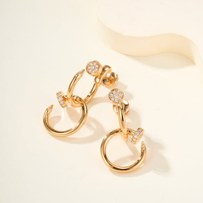 [Eterna Jewels]JUSTE HALF DIAMOND DOUBLE EARRINGS