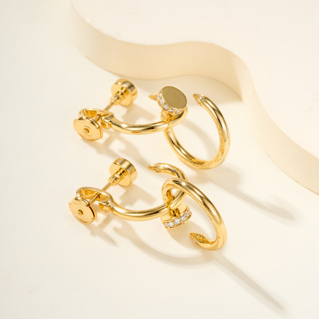 [Eterna Jewels]JUSTE HALF DIAMOND DOUBLE EARRINGS
