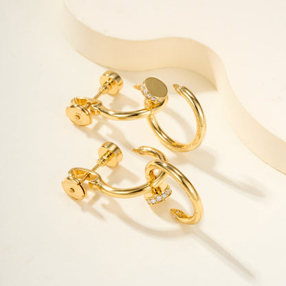 [Eterna Jewels]JUSTE HALF DIAMOND DOUBLE EARRINGS