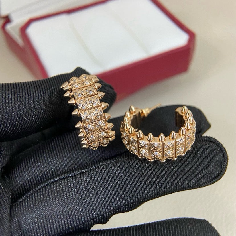 [Eterna Jewels]CLASH 9.2MM FULL DIAMOND DOUBLE ROW EARRINGS