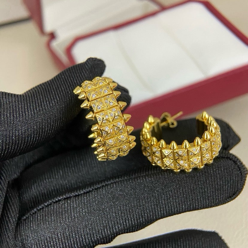 [Eterna Jewels]CLASH 9.2MM FULL DIAMOND DOUBLE ROW EARRINGS