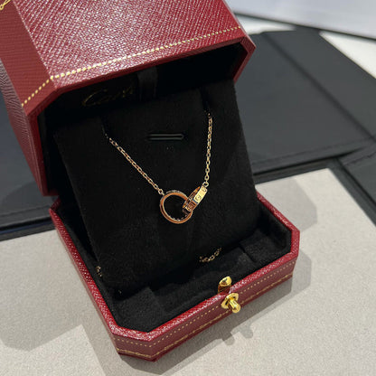[Eterna Jewels]LOVE DOUBLE RING HALF DIAMOND NECKLACE