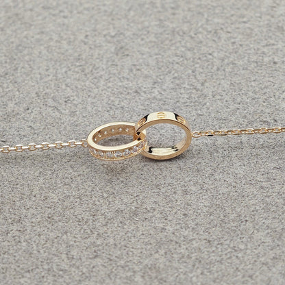 [Eterna Jewels]LOVE DOUBLE RING HALF DIAMOND NECKLACE