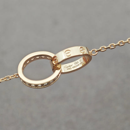 [Eterna Jewels]LOVE DOUBLE RING HALF DIAMOND NECKLACE