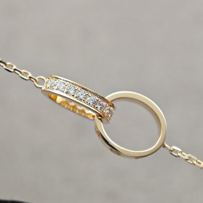 [Eterna Jewels]LOVE DOUBLE RING HALF DIAMOND NECKLACE