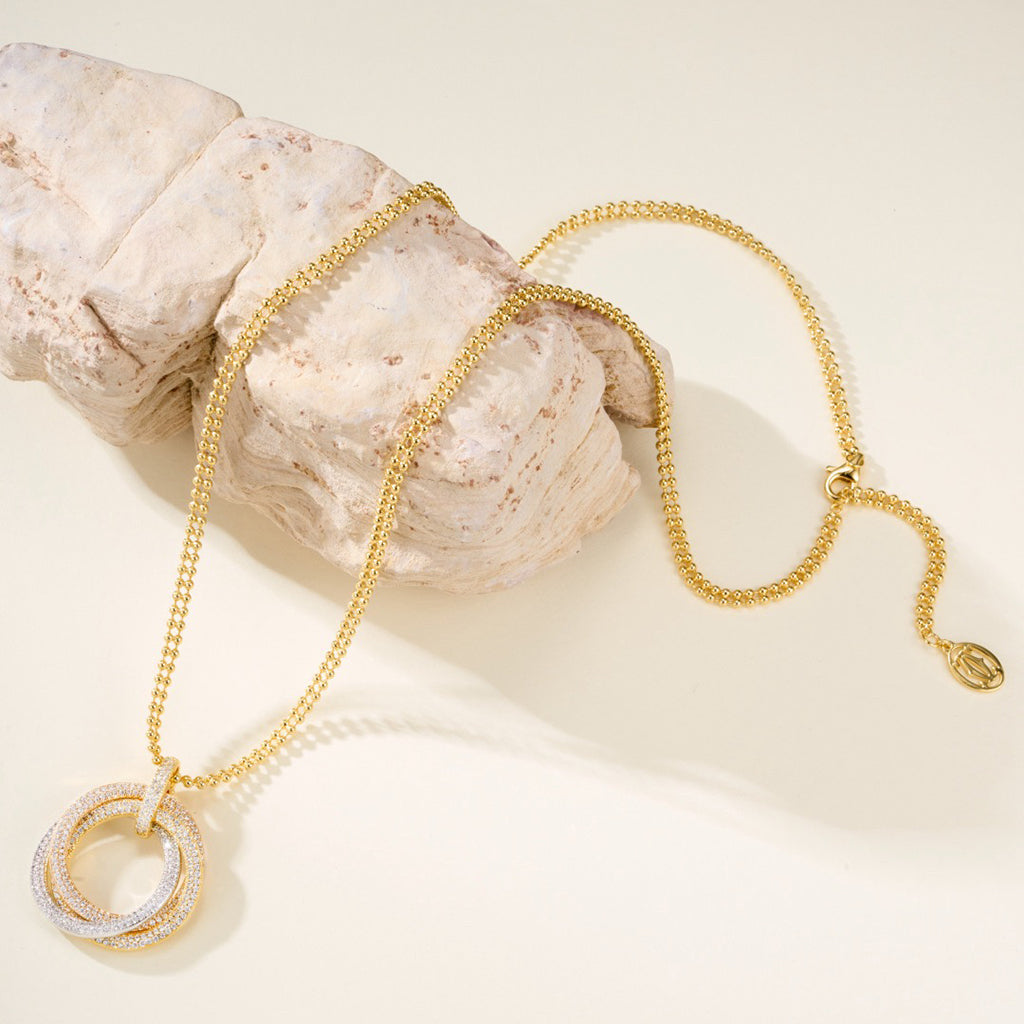 [Eterna Jewels]TRINITY LARGE FULL DIAMOND  NECKLACE