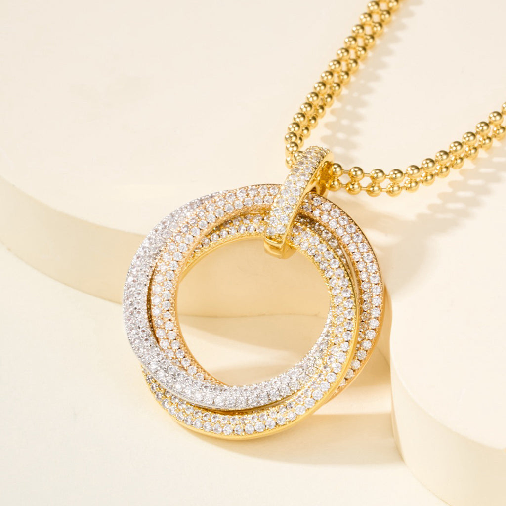 [Eterna Jewels]TRINITY LARGE FULL DIAMOND  NECKLACE