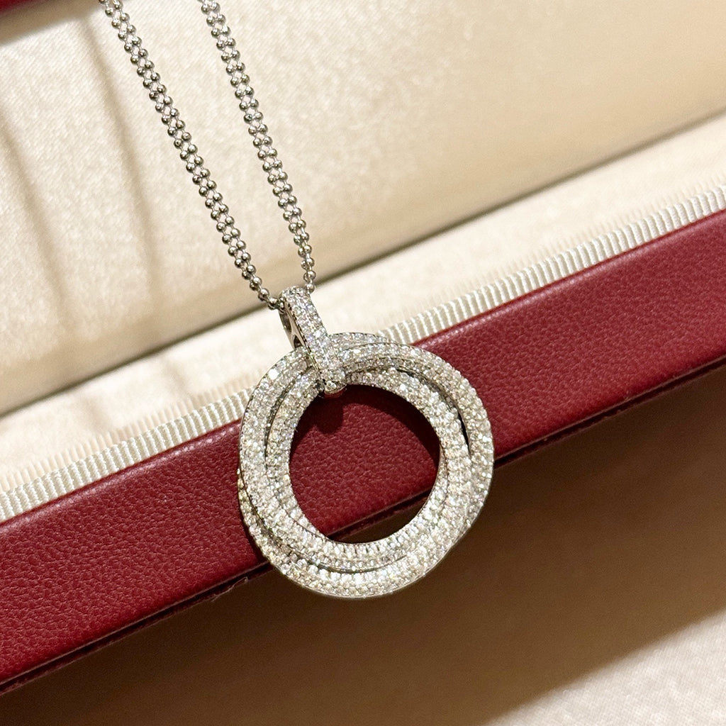 [Eterna Jewels]TRINITY LARGE FULL DIAMOND  NECKLACE