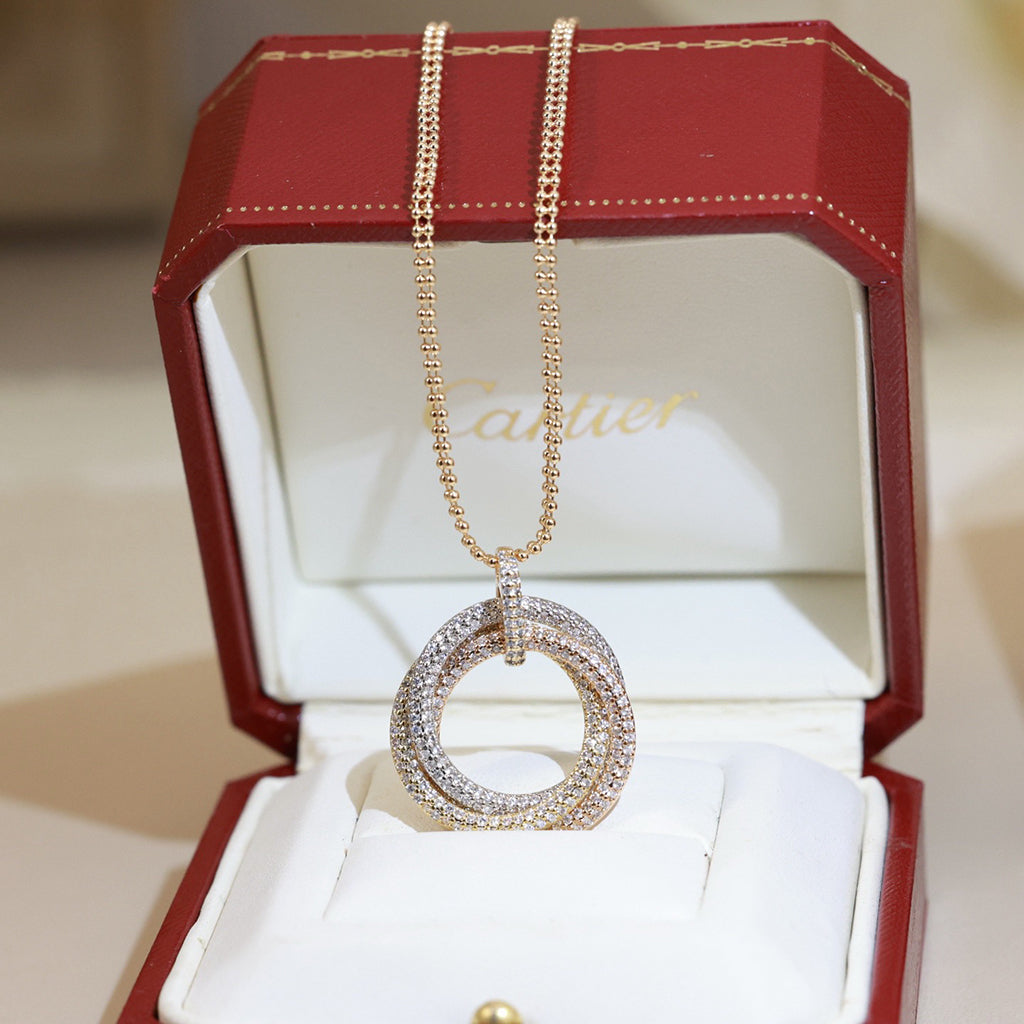 [Eterna Jewels]TRINITY LARGE FULL DIAMOND  NECKLACE