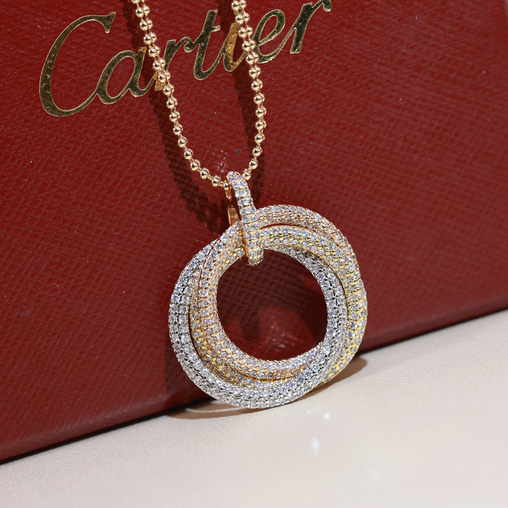 [Eterna Jewels]TRINITY LARGE FULL DIAMOND  NECKLACE