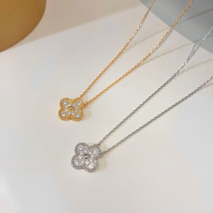 [Eterna Jewels]KLEE 15MM DIAMANT EINZELBLUMEN-HALSKETTE
