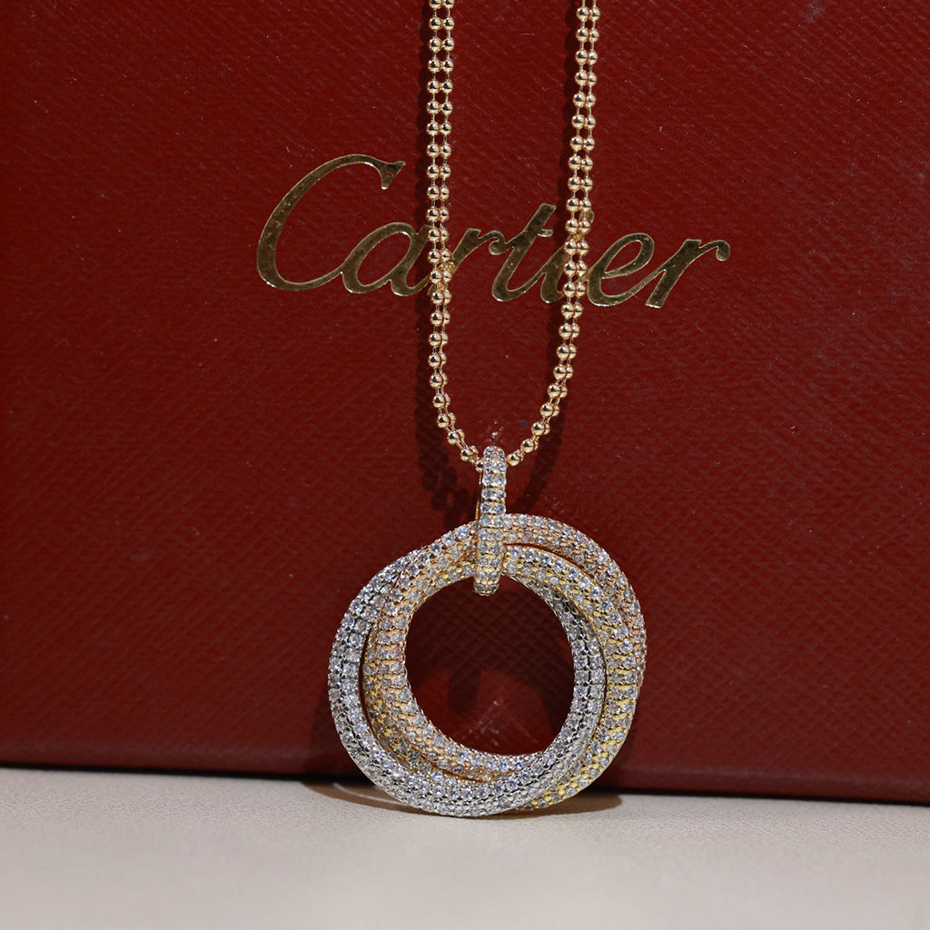 [Eterna Jewels]TRINITY LARGE FULL DIAMOND  NECKLACE
