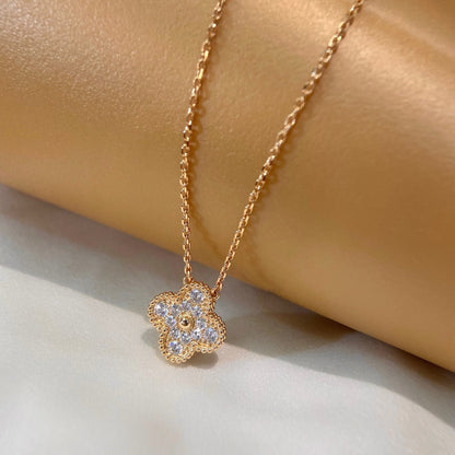 [Eterna Jewels]KLEE 15MM DIAMANT EINZELBLUMEN-HALSKETTE