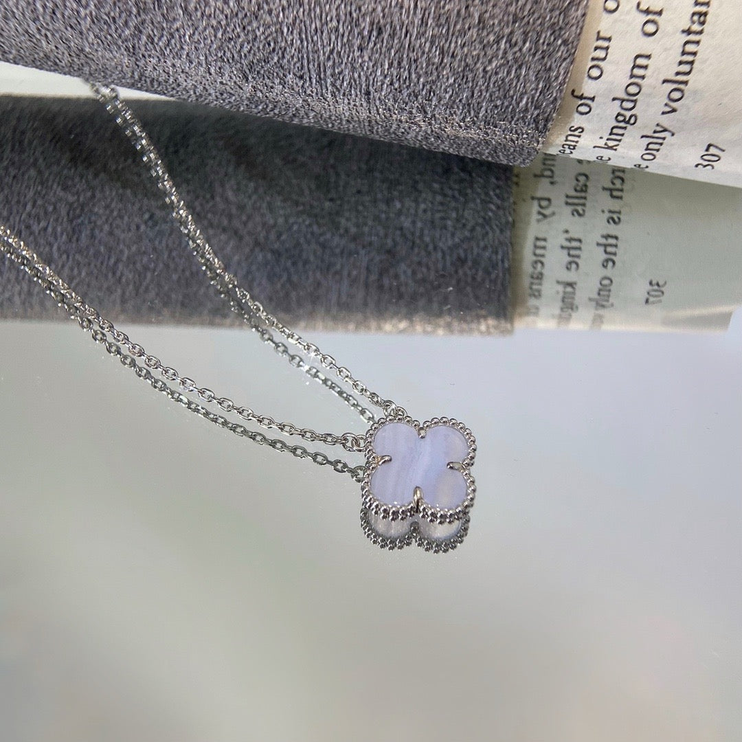 [Eterna Jewels]KLEE 15MM BLAUER CHALCEDON HALSKETTE SILBER
