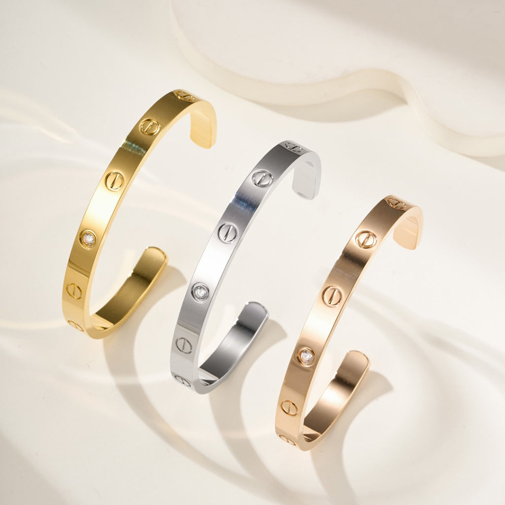[Eterna Jewels]LOVE BRACELET 6.1MM 1 DIAMOND OPEN CUFF