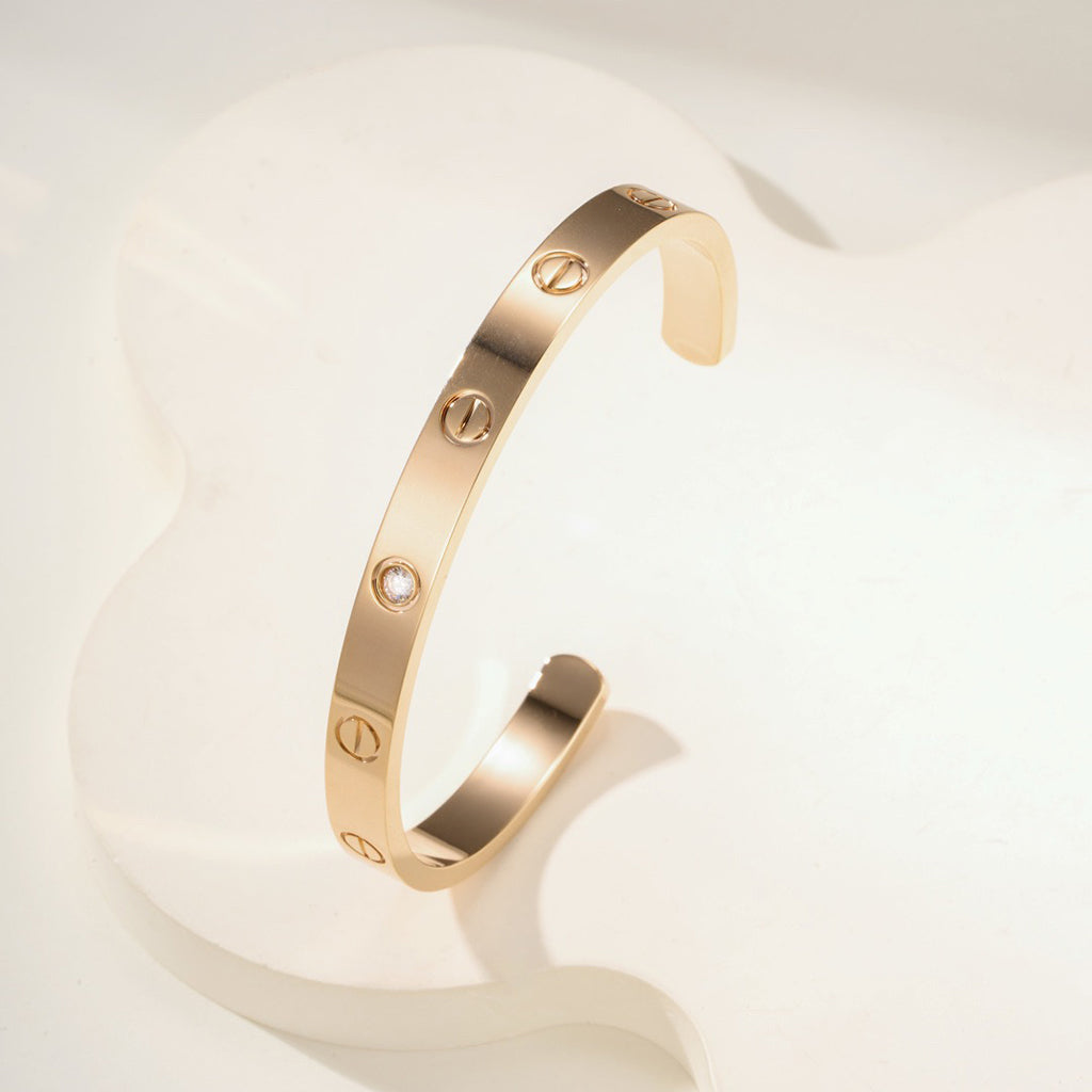 [Eterna Jewels]LOVE BRACELET 6.1MM 1 DIAMOND OPEN CUFF