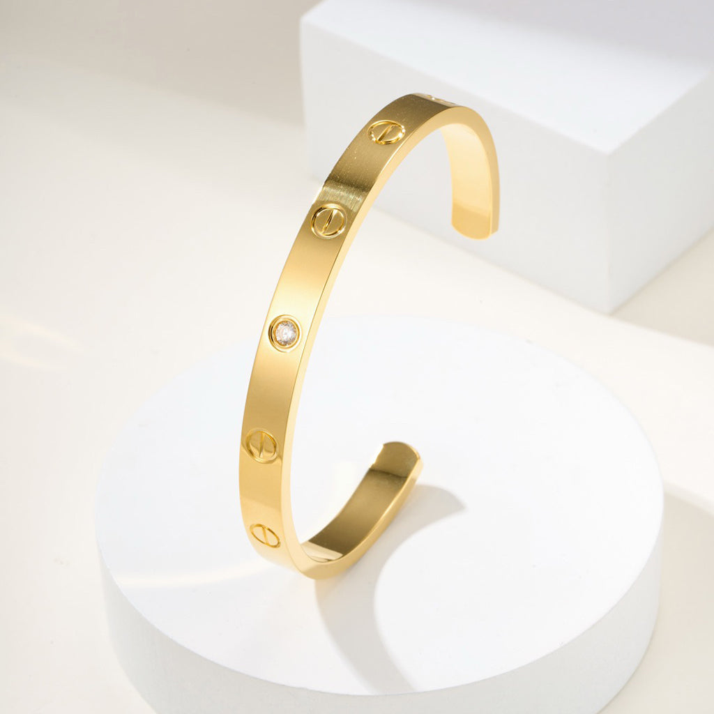[Eterna Jewels]LOVE BRACELET 6.1MM 1 DIAMOND OPEN CUFF