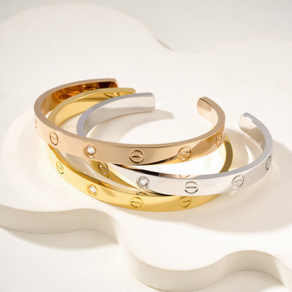 [Eterna Jewels]LOVE BRACELET 6.1MM 1 DIAMOND OPEN CUFF