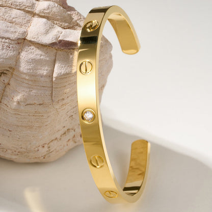 [Eterna Jewels]LOVE BRACELET 6.1MM 1 DIAMOND OPEN CUFF