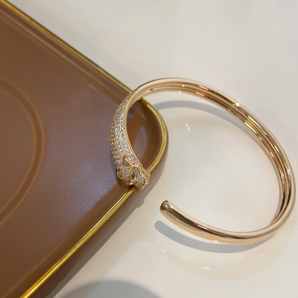 [Eterna Jewels]PANTHERE HALF DIAMOND OPEN BRACELET