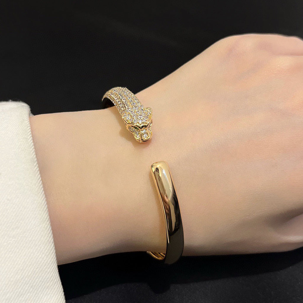 [Eterna Jewels]PANTHERE HALF DIAMOND OPEN BRACELET
