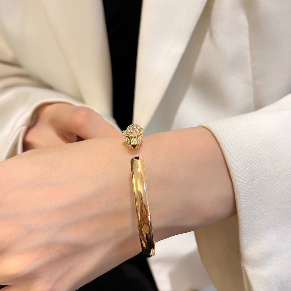 [Eterna Jewels]PANTHERE HALF DIAMOND OPEN BRACELET