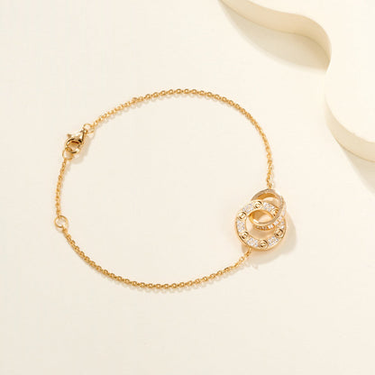 [Eterna Jewels]LOVE DOUBLE RING FULL DIAMOND BRACELET