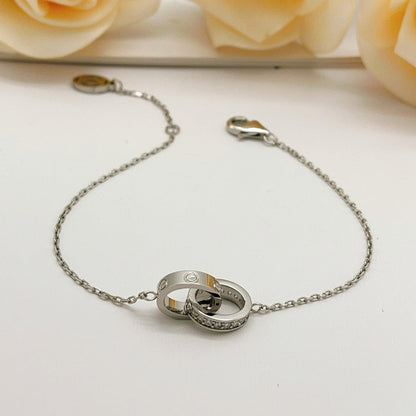 [Eterna Jewels]LOVE DOUBLE RING HALF DIAMOND BRACELET